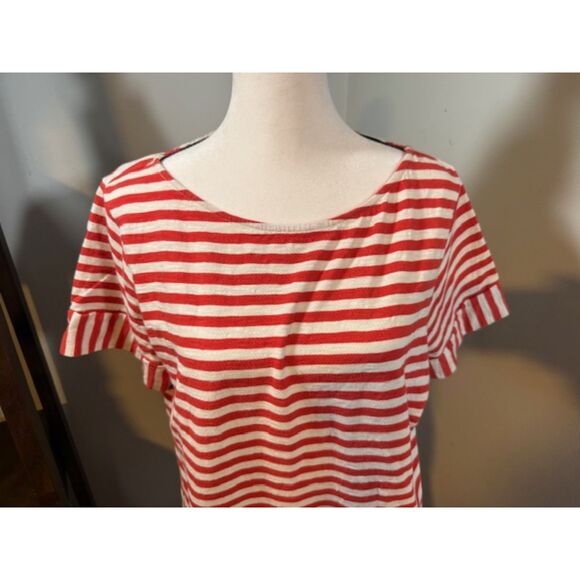 Boden Darcy red white striped t‑shirt dress US 12R Breton nautical preppy cotton - Picture 3 of 9